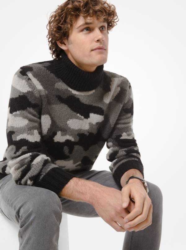 Panske Svetre Michael Kors Camouflage Alpaca and Merino Wool Blend Turtleneck Maskacove - Oblecenie Michael Kors Outlet | TBVIO-3921